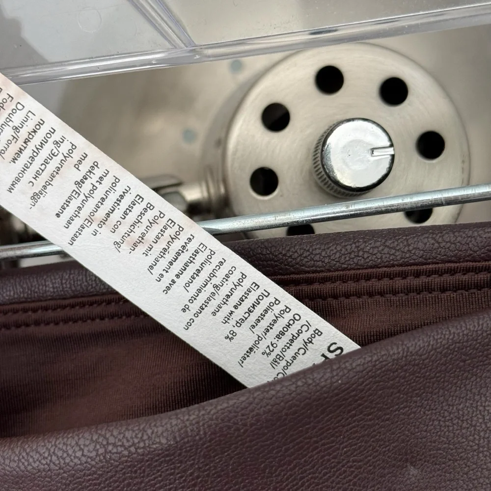 NWT Spanx Cherry Brown Chocolate Faux Leather Like Front Slit Pants Womens M - Picture 5 of 7